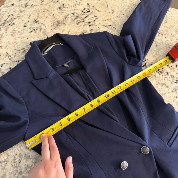 White House Black Market Navy Blue Military Button Blazer Jacket 0 570277166 - Picture 11 of 16